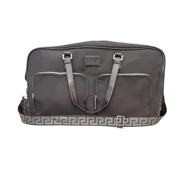 Versace Perfume Black Overnight Carry All Tote Bag Nylon